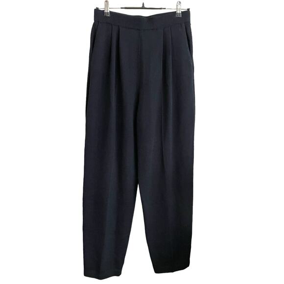 St. John Evening Santana Knit Pleated Pants Size 10 Black Pullon Wool Blend - Picture 1 of 7